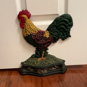 Vintage Cast Iron Rooster Door Stop or Bookend
